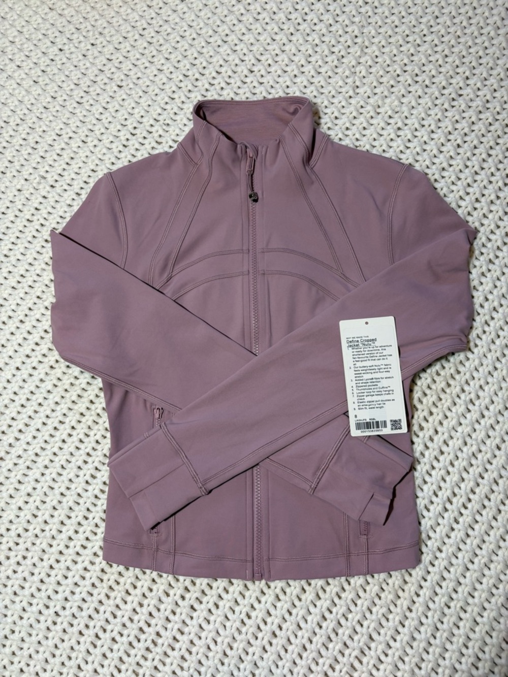 lululemon define cropped jacket nulu in rose blush size 8